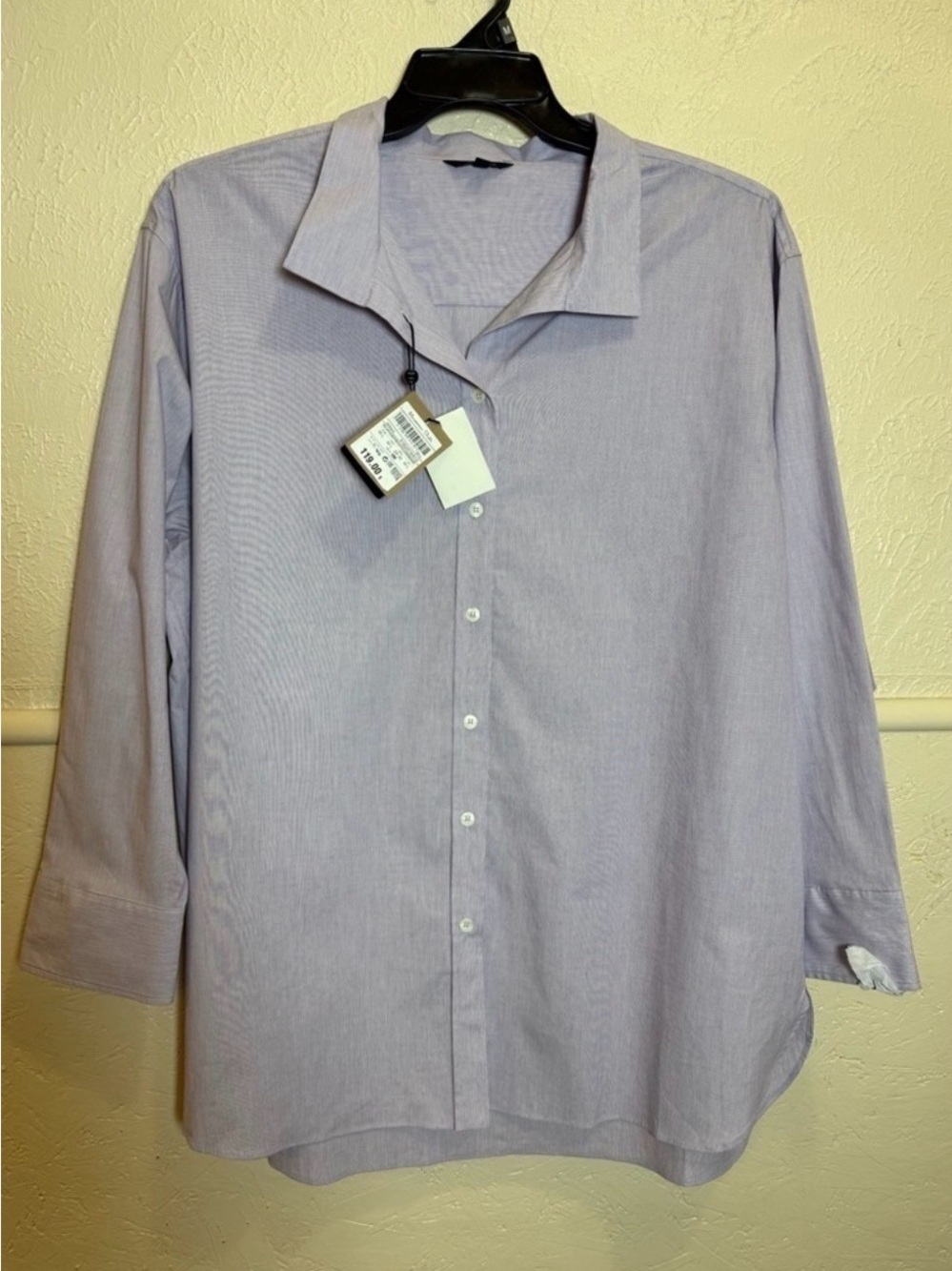 Massimo Dutti Womens Light Purple Striped Button Down Shirt Size M-L 3/4 sleeve